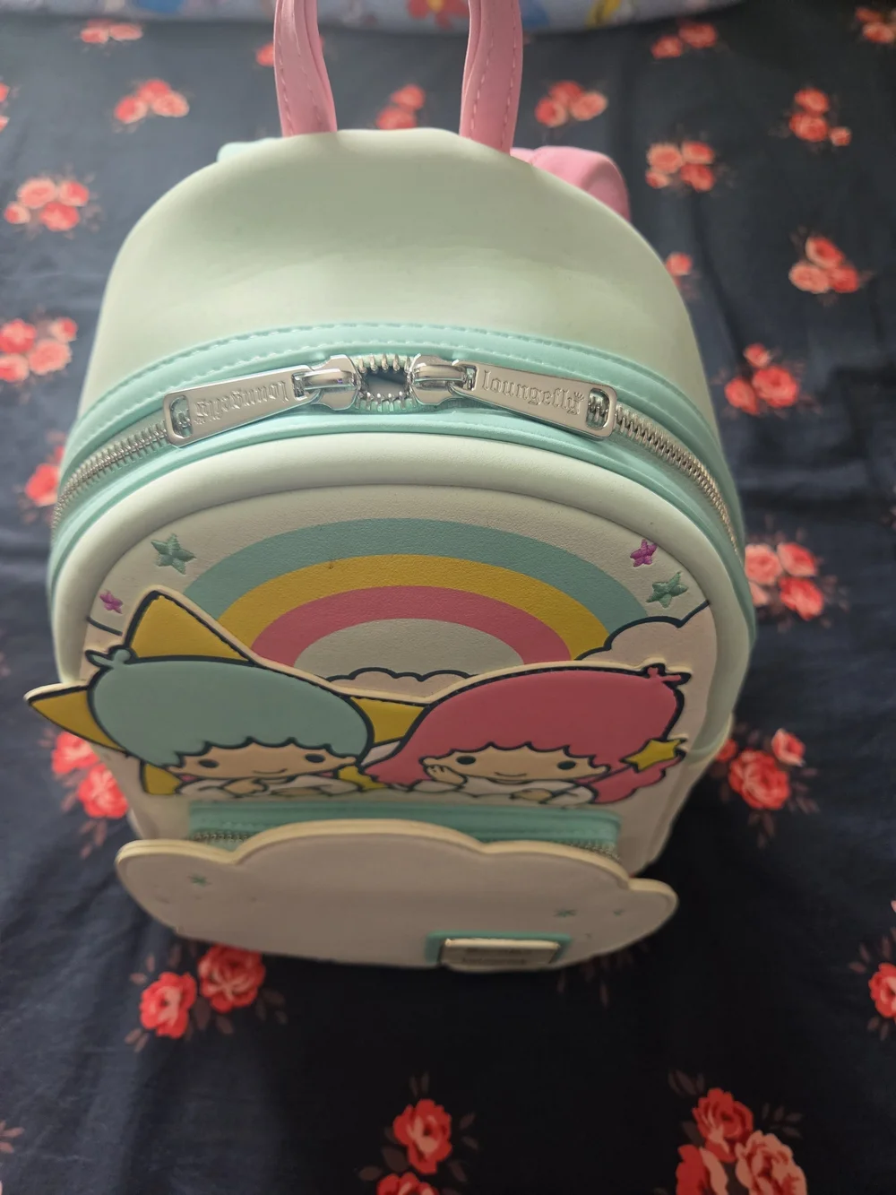Loungefly Little Twin Stars Pastel Cloud Kids Backpack - Pink & Mint